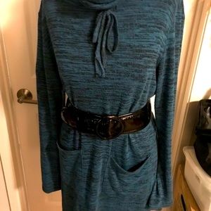 Sweater dress-Turquoise 2 pockets